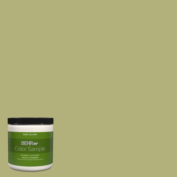 BEHR PREMIUM PLUS 8 oz. #M340-5 Fresh Artichoke Semi-Gloss Interior/Exterior Paint & Primer Color Sample
