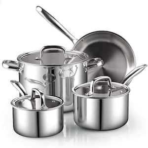 7-Piece Tri-Ply Clad Stainless Steel Cookware Set