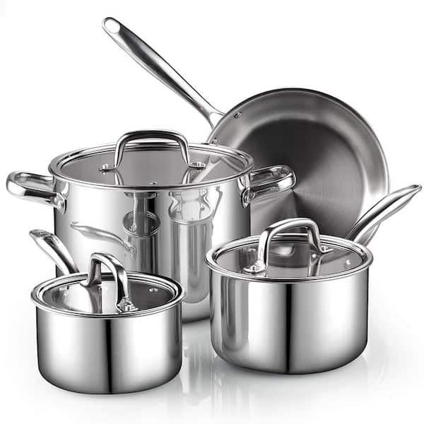 Cook N Home 7-Piece Tri-Ply Clad Stainless Steel Cookware Set