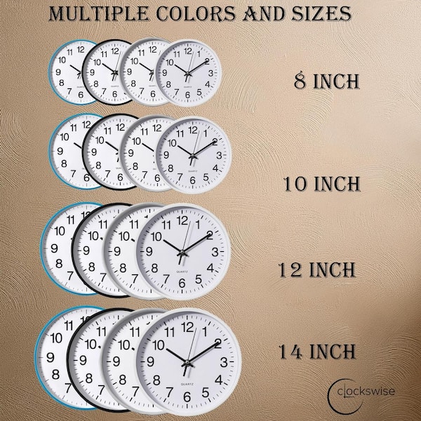CLOCKSWISE White 8 in. Analog Clock-Silent, Non-Ticking for Wall