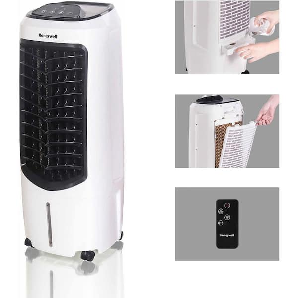 Honeywell 194 CFM 3-Speed Portable Evaporative Cooler, Quiet, Low Energy, Compact Spot Fan and Humidifier in White