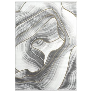 Luna Grey 5.3 ft. x 7.6 ft. Abstract Polyester Area Rug