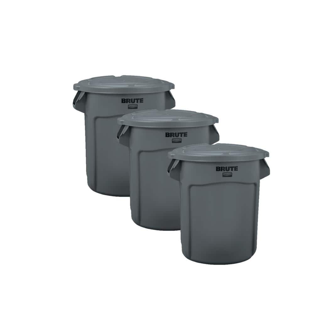 Rubbermaid BRUTE 20 Gallon Black Executive Round Trash Can and Lid