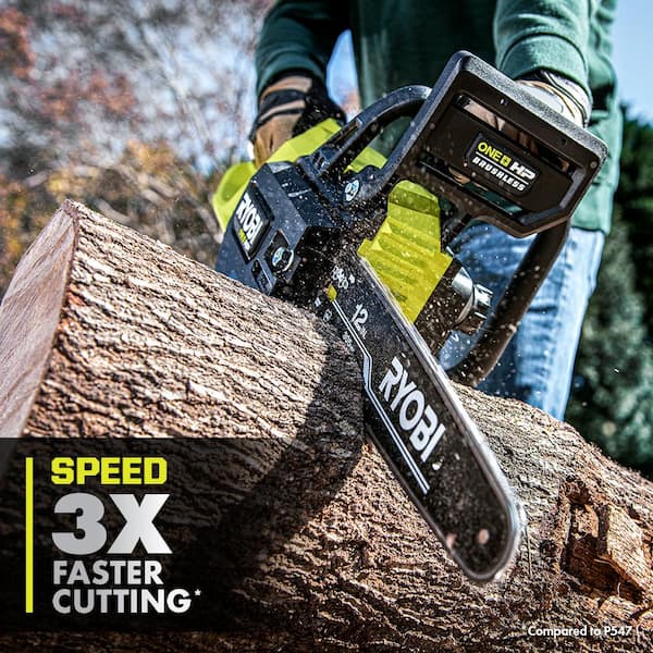 RYOBI - ONE+ HP 18V Brushless Whisper Series 12 in. Battery Chainsaw w/ Extra Chain, Bar & Chain Oil, 6.0 Ah Battery & Charger