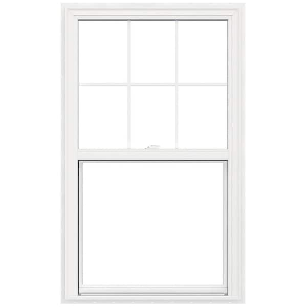 V-2500 29.5 in. x 47.5 in. Single Hung Vinyl LowE White NailFin Brickmould Frame New Construction Tilt-In Window w/Grids