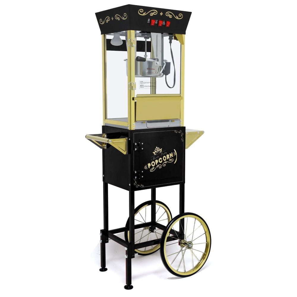 Vintage Black Food Cart with Wheels and 12 oz. Stainless Steel Popcorn Kettle price history on PriceWatchPro