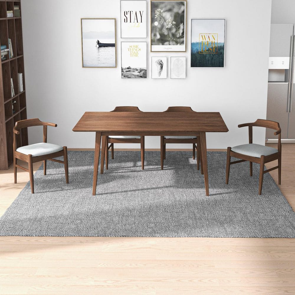 Walnut Brown Mid-Century Modern Rectangular Dining Table