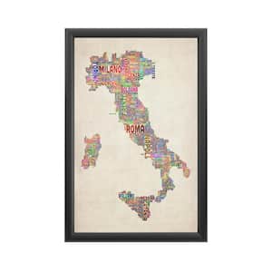 "Italy II" by Michael Tompsett Framed with LED Light Map Wall Art 24 in. x 16 in.