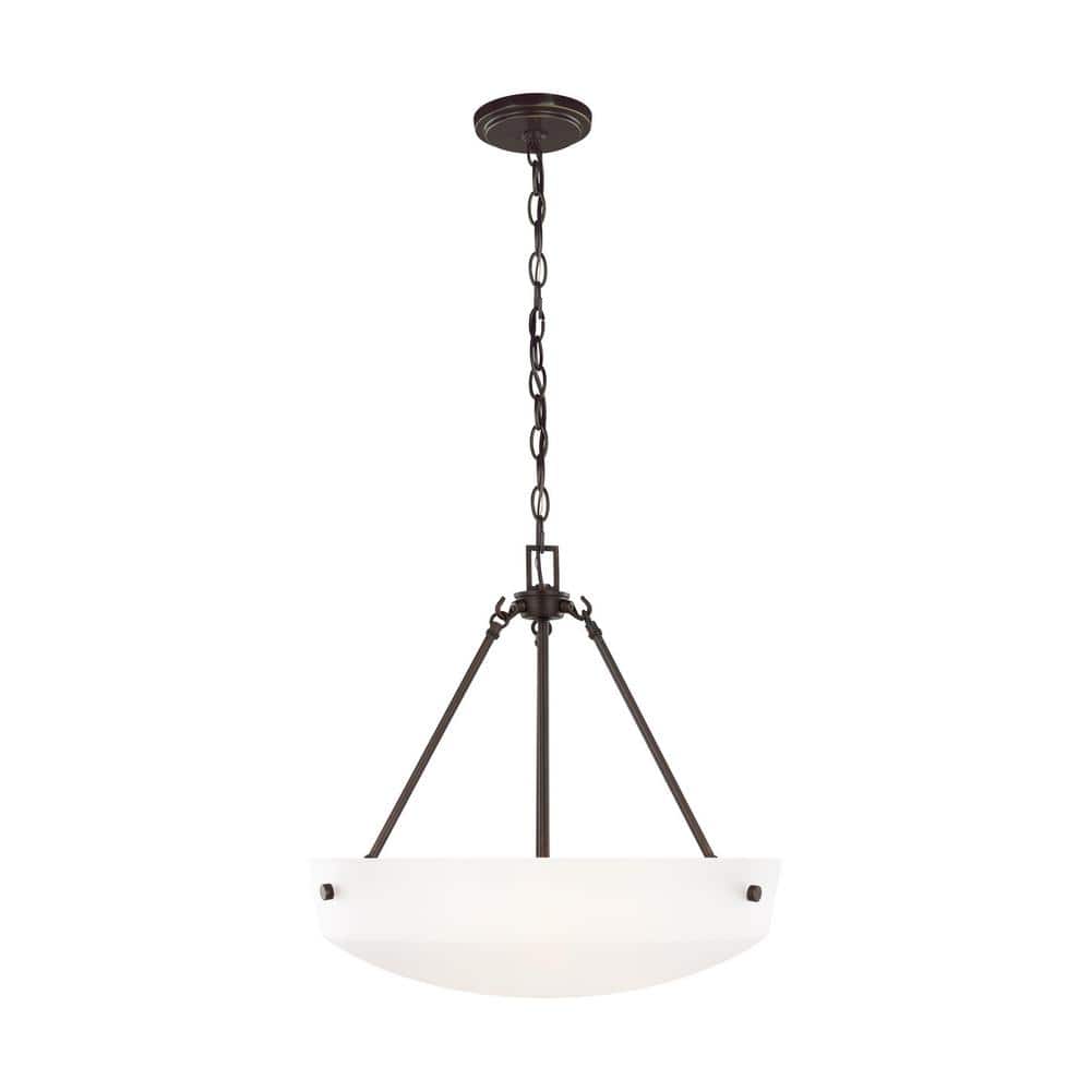 Kerrville 3-Light Bronze Traditional Transitional Hanging Pendant with Satin Etched Glass Shade price history on PriceWatchPro