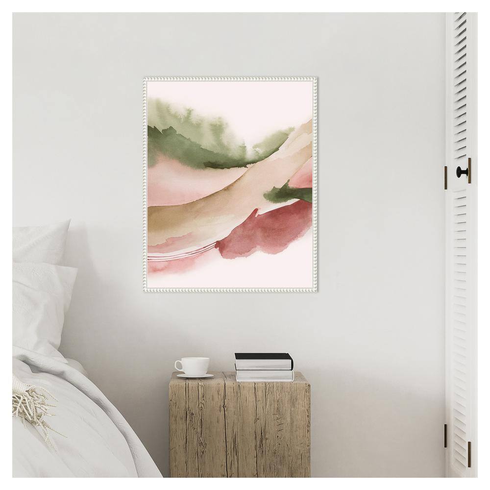 Grace Popp Abstract Green and Pink Canvas Print with White Frame