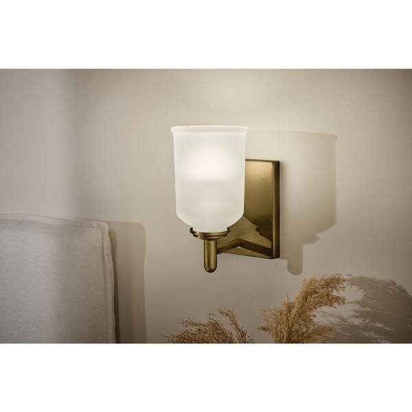 CLANEベージュ1 KICHLER Shailene 1-Light Natural Brass Bathroom Indoor Wall