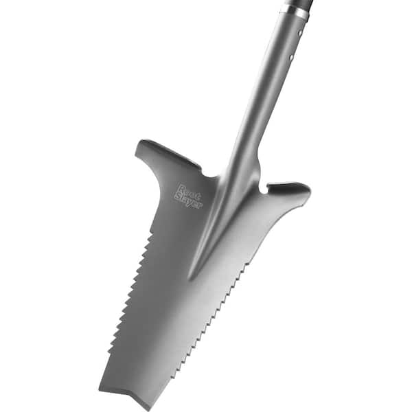 Garden Shovel 45 in Root Slayer Carbon Steel Blades With Sharp Saw-Tooth Edges 