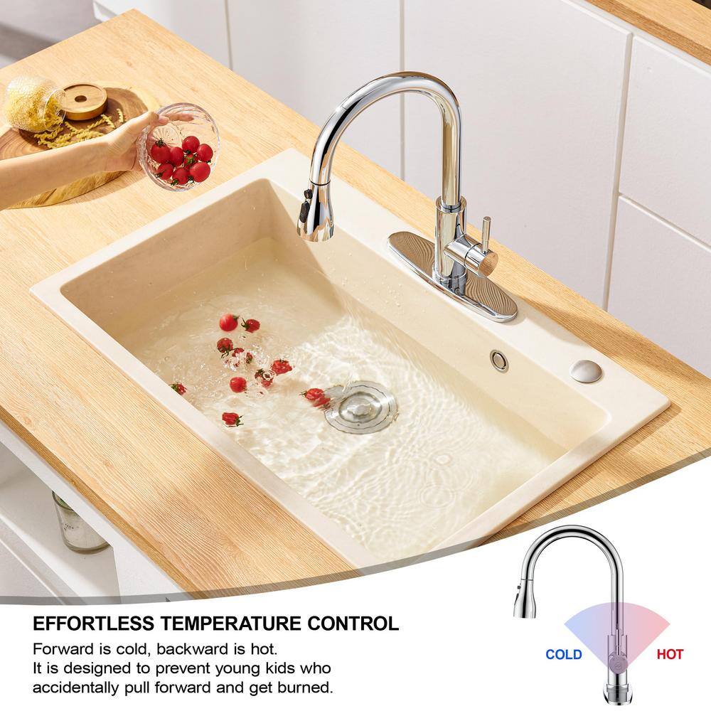 Chrome Stainless Steel Single Handle Pull Down Kitchen Faucet