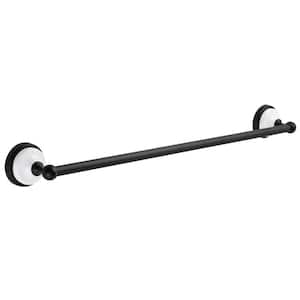 Savannah 24 in. Wall Mounted Towel Bar in Matte Black and Polished Chrome