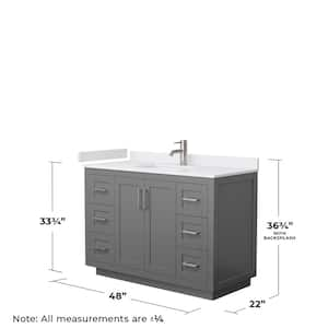 Miranda 48 in. W x 22 in. D x 33.75 in. H Single Sink Bathroom Vanity in Dark Gray with White Cultured Marble Top