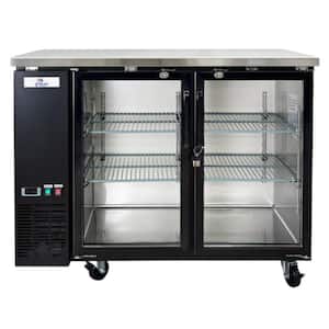 48 in. W 11.8 cu. ft. Commercial Under Back Bar Cooler Refrigerator with Glass Doors in Stainless Steel with Black