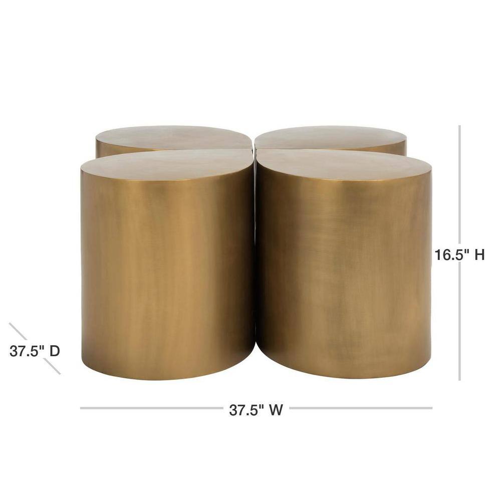 Tilly 38" Antique Brass Round Metal Coffee Table Set