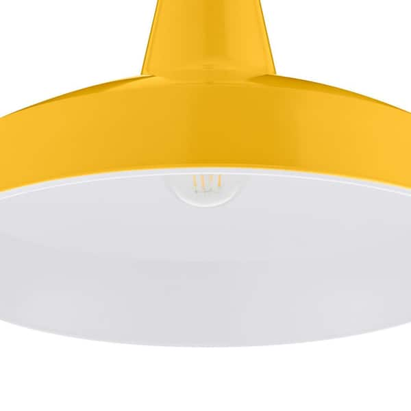 Hampton Bay 1-Light Yellow Warehouse Pendant Light with Metal 