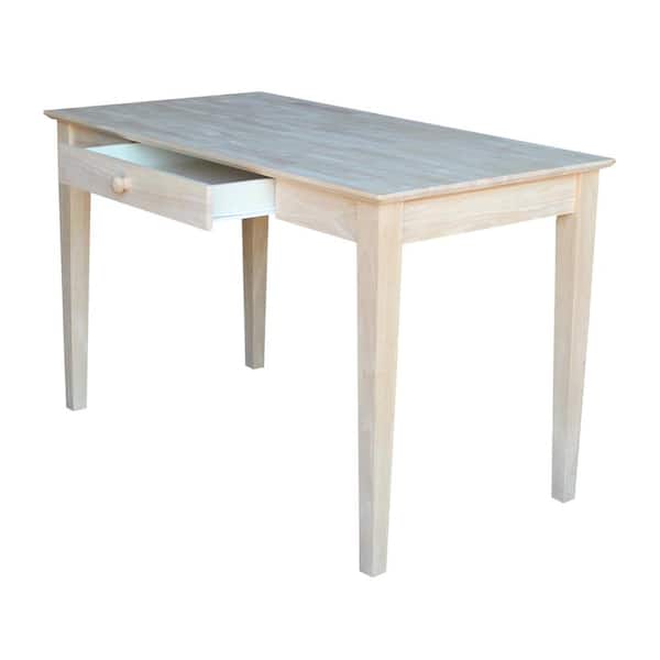 48 in. Rectangular Unfinished 1-Drawer Writing Desk with Solid Wood Material