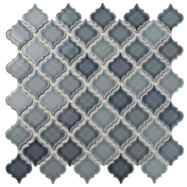 Merola Tile Hudson Tangier Stillwater 12-3/8 in. x 12-1/2 in. Porcelain Mosaic Tile (11.0 sq. ft./Case)