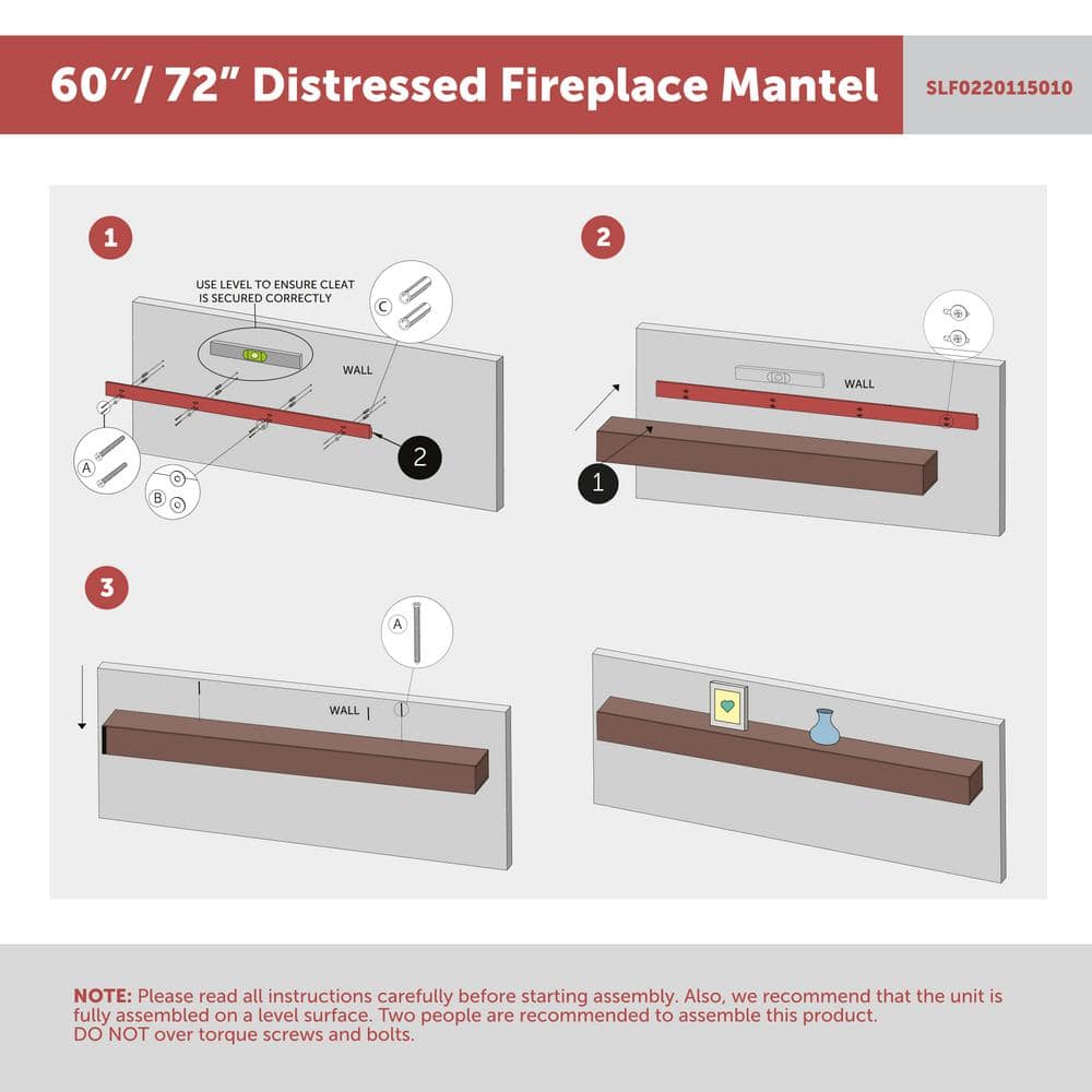 Northbeam 60" Beige Fir Wood Fireplace Mantel Shelf