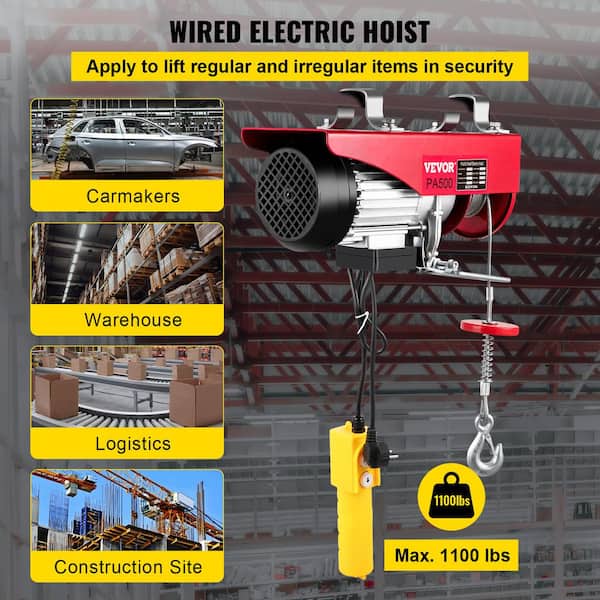 VEVOR Lift Electric Hoist 1100 lbs. Remote Control Electric Winch