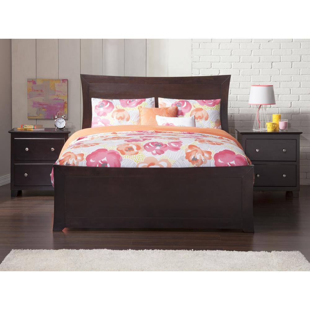 Metro Espresso Brown Full Wood Platform Bed with Headboard