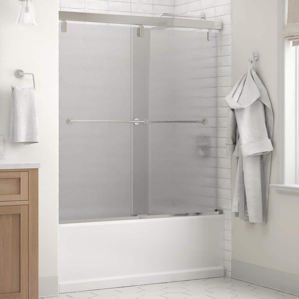 Delta Mod 60 in. x 59-1/4 in. Soft-Close Frameless Sliding Bathtub Door ...