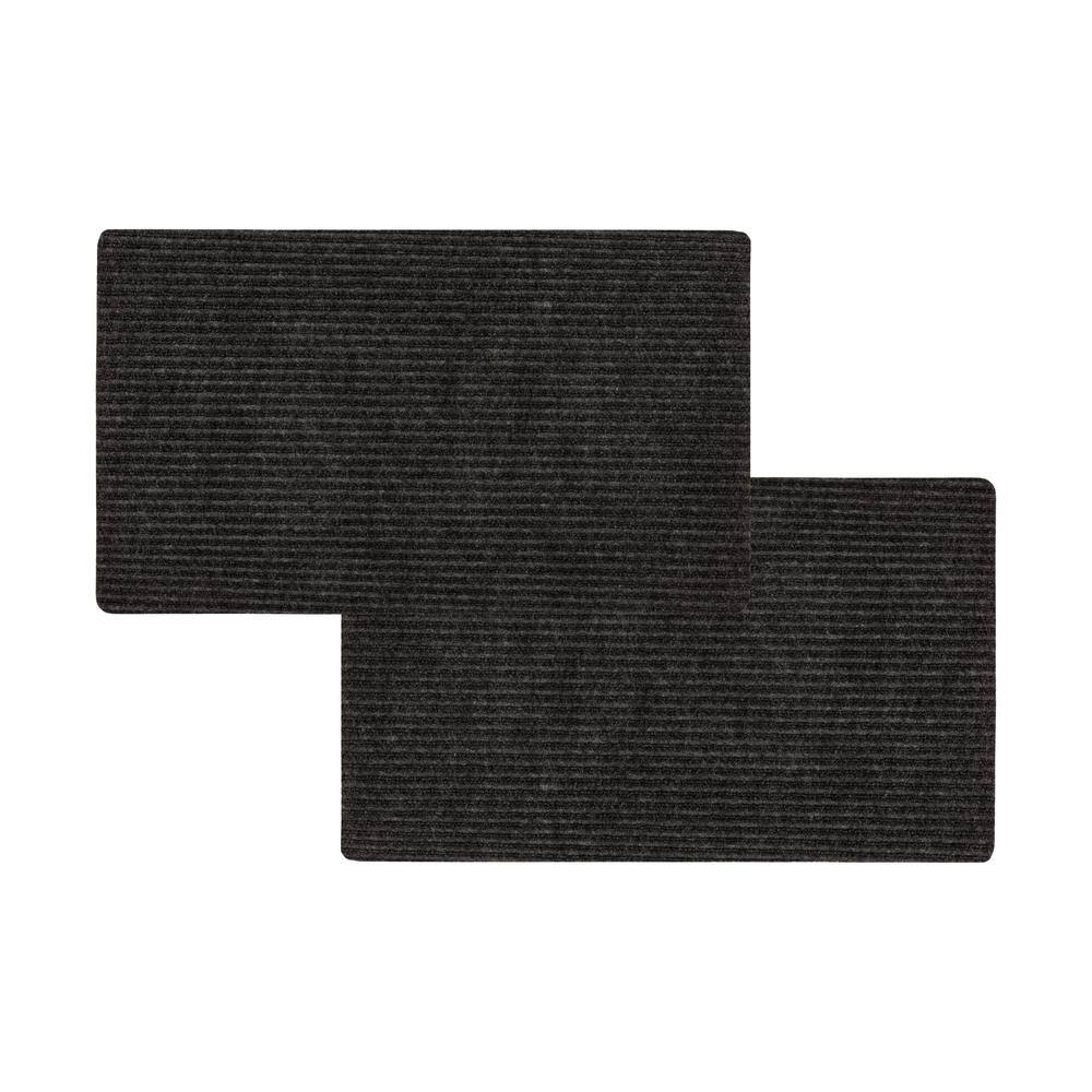 Mohawk Home Striped Utility Mat Charcoal Indoor/Outdoor 18 in. x 30 in