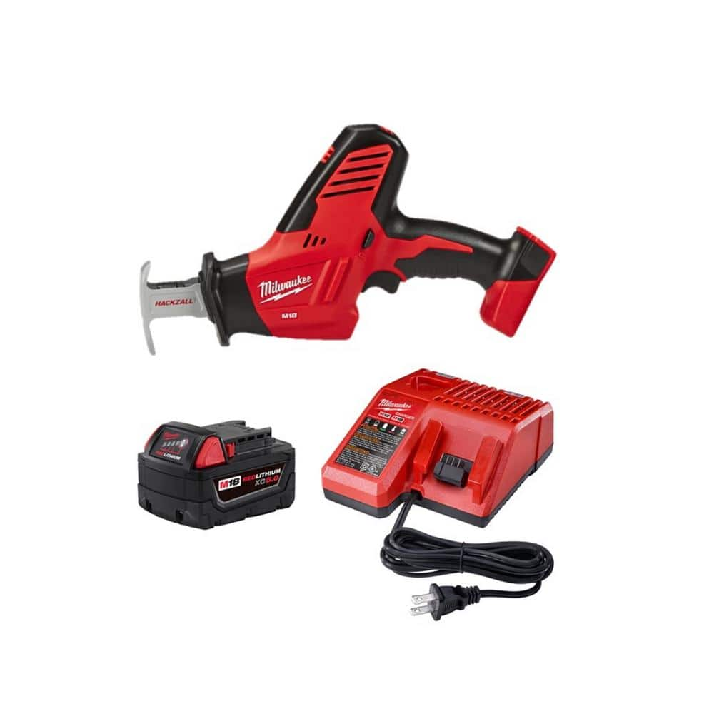 Milwaukee M18 18V Lithium-Ion Cordless HACKZALL Reciprocating Saw W/ M18  Starter Kit and (1) 5.0Ah Battery & Charger 2625-20-48-59-1850 - The Home 