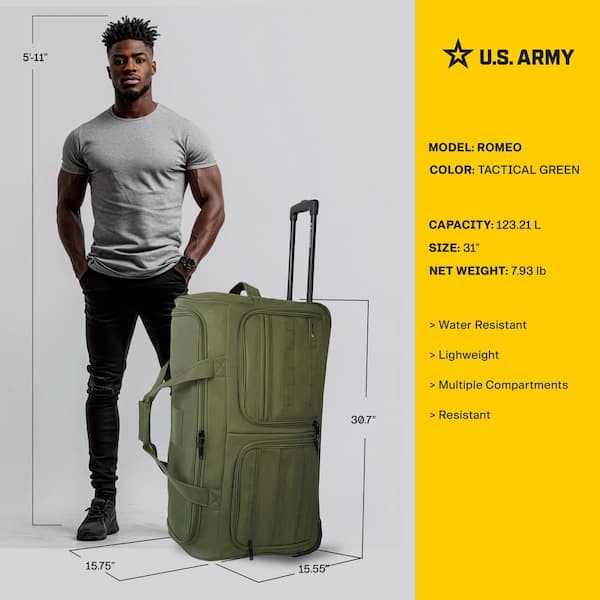 US ARMY U.S. Army ROMEO 31-inch Tactical Rolling Duffel Green