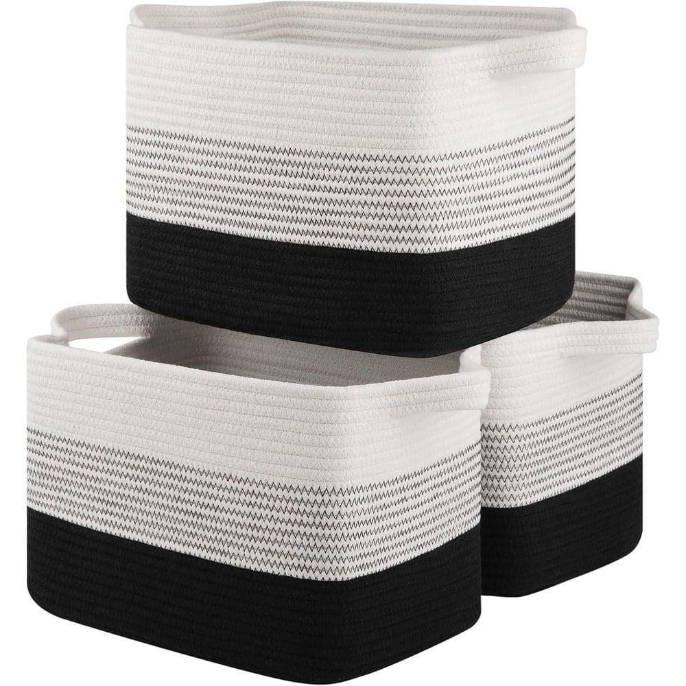 ZESTLIBI Gradient Black 9.85 in. x 8.7 in. Cotton Decorative Baskets ...
