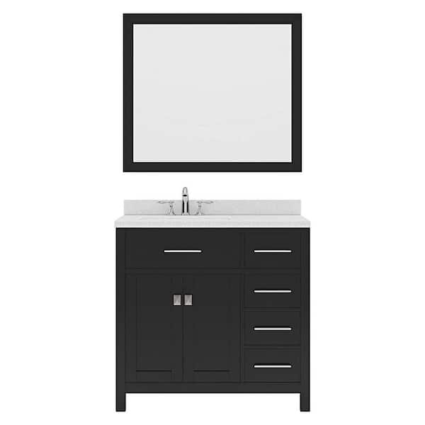 Virtu USA Caroline Parkway 36 in. W x 22 in. D x 35 in. H Single Sink Bath Vanity in Espresso with Quartz Top and Mirror