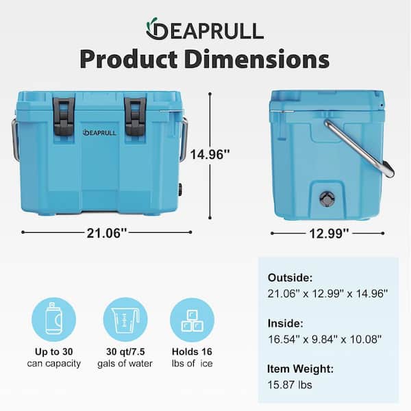 Denjol Light Blue 30 qt. Portable Chest Cooler with Lid Lock