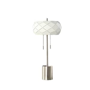 28 in. Silver Metal Table Lamp with Geometric Laser Cut Metal Shade