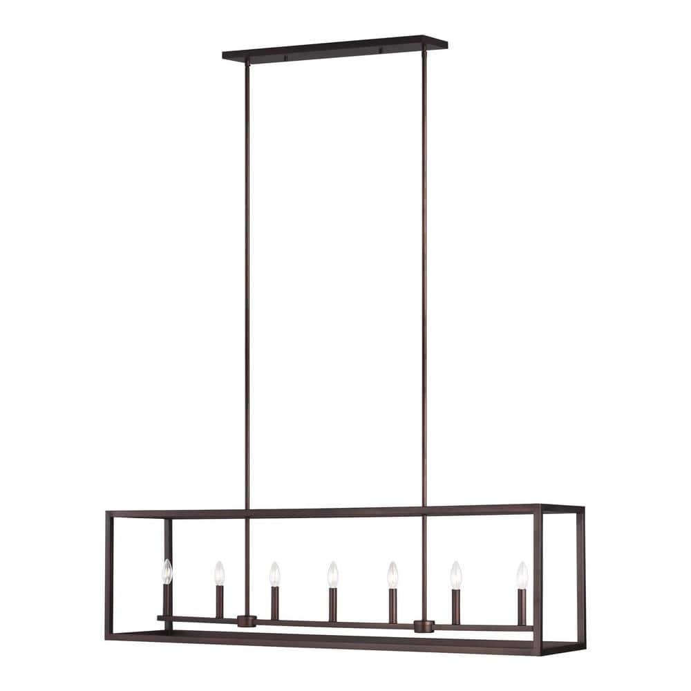 Generation Lighting Moffet Street 7-Light Burnt Sienna Industrial Pendant