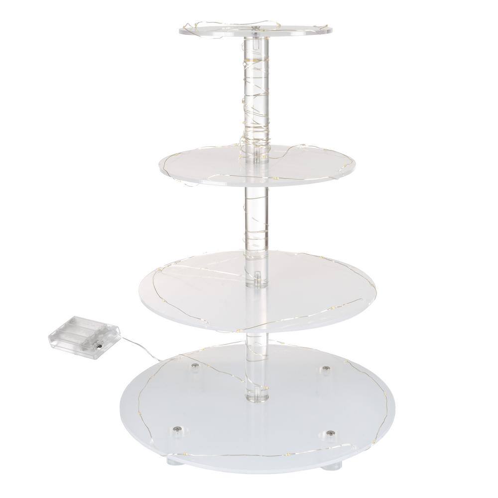 Clear 4-Tier Round Acrylic Cupcake Stand with LED Lights