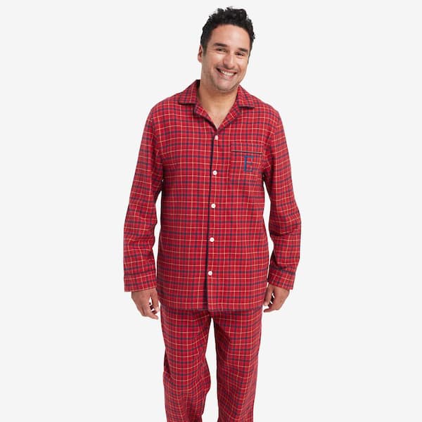 The Company Store Company Cotton Family Flannel Men s Button Down Small Red Blue Pajama Set 60019C S RED BLUE The Home Depot