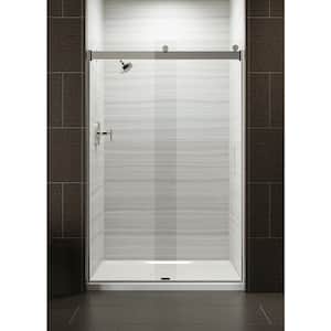 Levity 47.625 in. W x 74 in. H Frameless Sliding Shower Door in Silver with Blade Handles