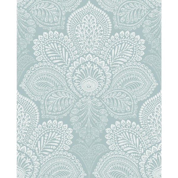 Triumph Light Blue Medallion Paper Strippable Roll (Covers 56.4 sq. ft.)