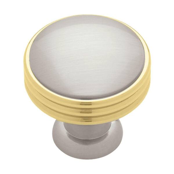 Liberty Geometric 1-3/8 in. Polished Brass & Satin Nickel Cabinet Knob-DISCONTINUED