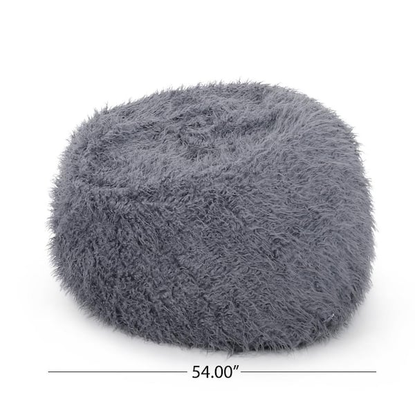 Noble House 5 ft. Grey Long Faux Fur Bean Bag 71497 - The Home Depot