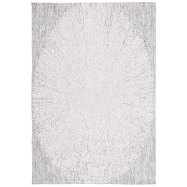 SAFAVIEH Courtyard Beige/Gray 8 ft. x 10 ft. Floral Abstract Indoor/Outdoor Area Rug