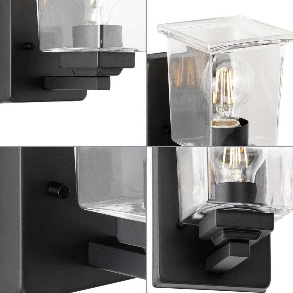 Gilmour Matte Black 7" Wall Sconce with Clear Glass Shade