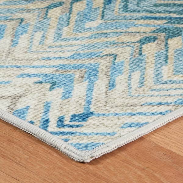 4 ft. x 6 ft. Blue Seneca Machine Washable Indoor Area Rug