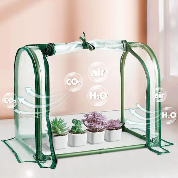 16.9 in. Clear PVC Mini Greenhouse Plant Cover Tent with Humidity Domes for Indoor Gardening and Seedling Propagation