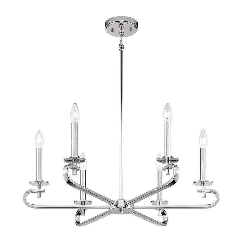 Torino Polished Nickel 6-Light Candle Chandelier