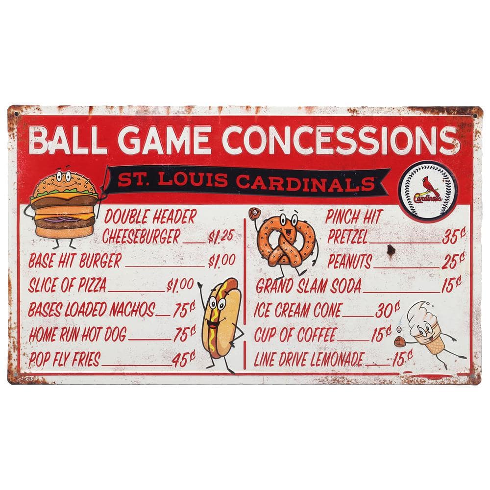 Open Road Brands St. Louis Cardinals Ball Game Concessions Metal Sign  90182670-s - The Home Depot
