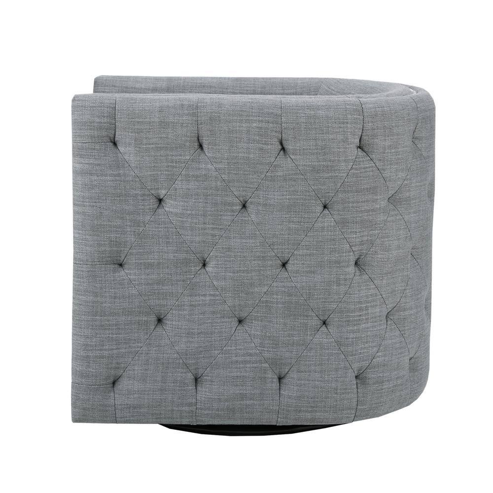 Slate Barrel Swivel Accent Chair with Wood Frame