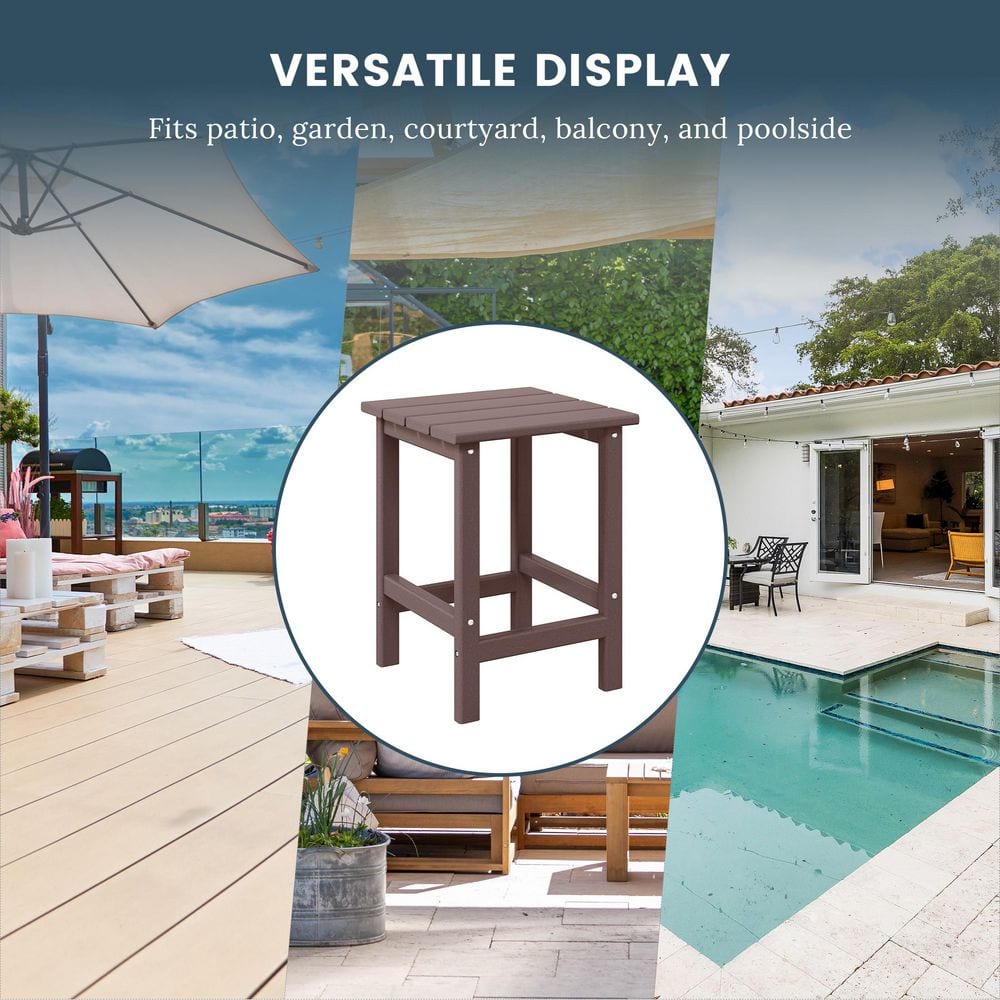 Dark Brown HDPE All-Weather Outdoor Patio Side Table